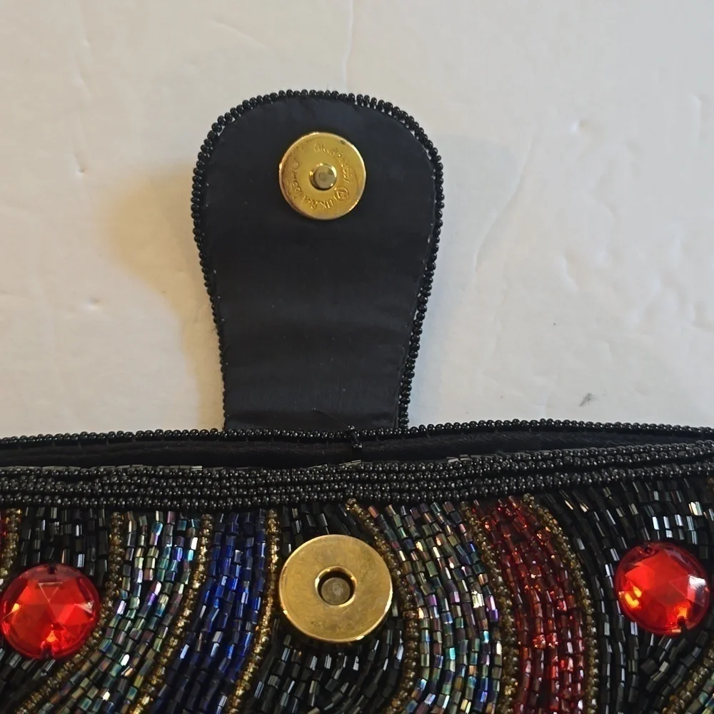 Womens heavily beaded Gem stone vintage Clutch bag Vibrant colors! Flaws minor